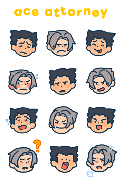 ace attorney mini stickersheet