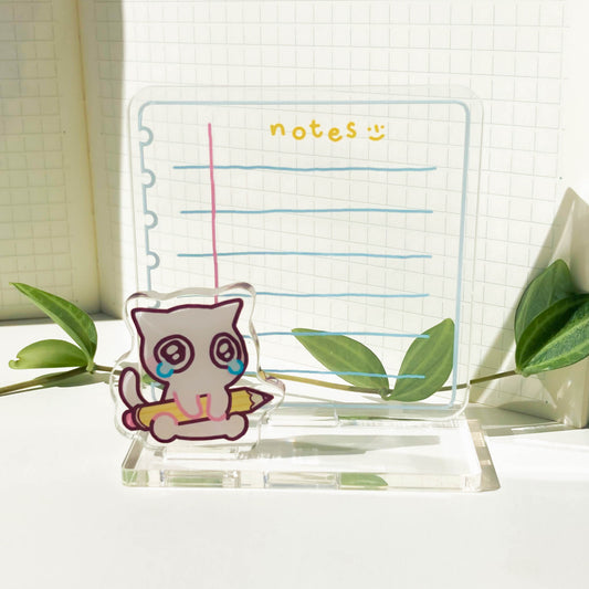 cream cat notepad standee